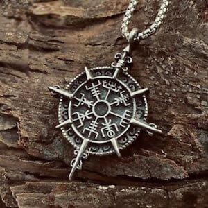 Viking Vegvisir Compass Stainless Steel Pendant Necklace For Men | Nordic Mythology Based Viking Compass Amulet Jewelry Piece For Him