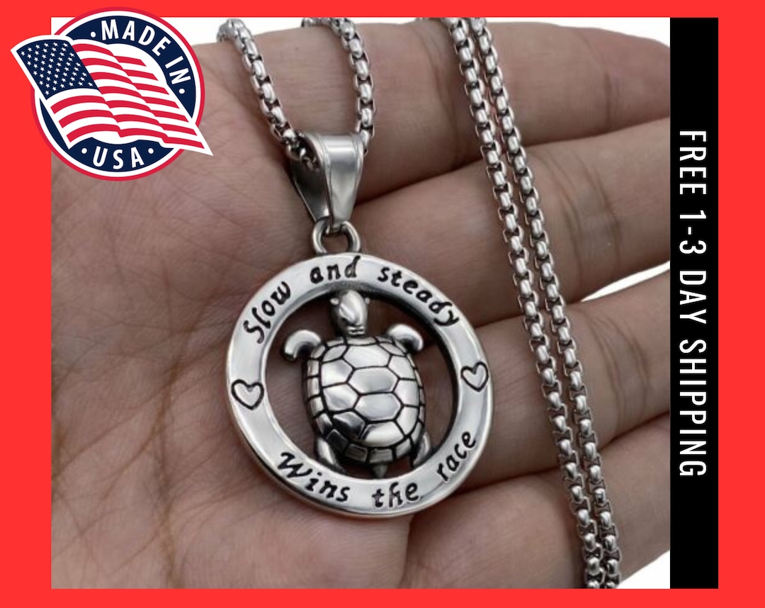 Cute Sea Turtle With Lesson Stainless Steel Pendant Necklace - Etsy