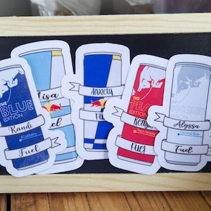 Personalized redbull sticker, redbull sticker, custom sticker, waterproof vinyl, what fuels you?, custom name sticker, personalized gift