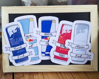 Personalized Redbull Sticker: Waterproof Vinyl Custom Name Decal