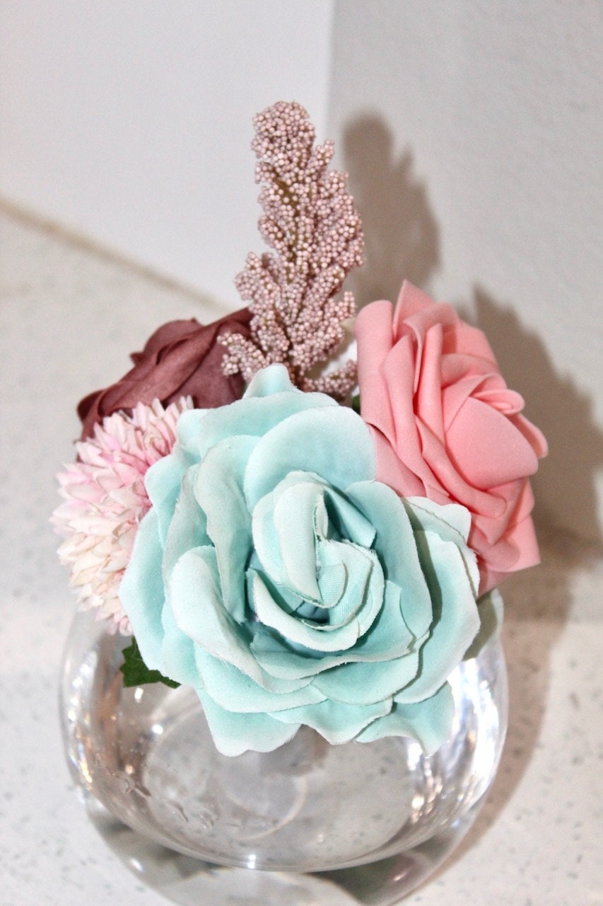 DLANDZ Fiori artificiali in vaso di seta rosa composizioni di fiori finti mazzi di fiori con vaso centrotavola per tavolo da pranzo Roon tavolo decorazione cucina disposizione in vaso
