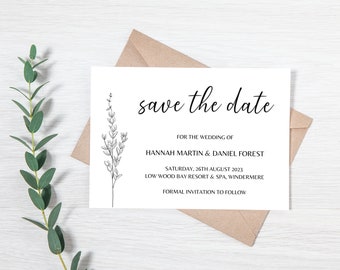 Wedding Invitation Template ~ Canva Template ~ Simple wedding invite ~ Black & White Wedding ~ Digital Download ~ Printable