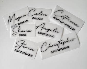 Wedding Role Vinyl Decal ~ Wedding Stickers ~ Prosecco Glass Decal ~ Wedding Decor ~ Bridesmaid Gift ~ Maid of Honour Gift ~ Groomsman Gift