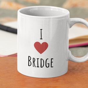 Tazza Tazza I love Bridge con grafica a cuore Tazza unica per giocatori di bridge Regalo perfetto per gli amanti del bridge