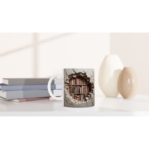 3D Bücherregal-Tasse: Rissige Wand Versteckte Bibliotheks-Kaffeetasse Bild 7
