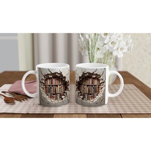 3D Bücherregal-Tasse: Rissige Wand Versteckte Bibliotheks-Kaffeetasse Bild 6