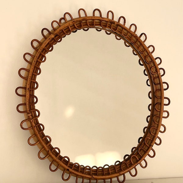 Italian Bamboo Mirror with Loops by Franco Albini BONACINA