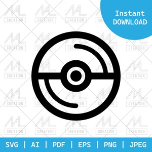 Pokeball Vector Pokeball Symbol Clipart (Instant Download) 