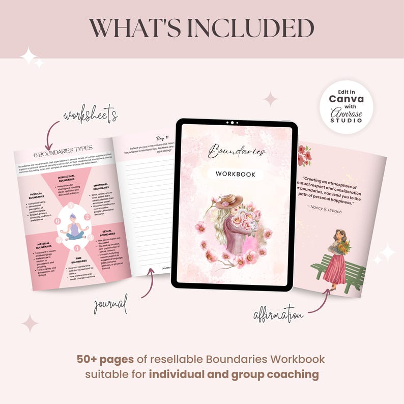 Boundaries Coaching Worksheet | Done for You Workbook | Brandable ...