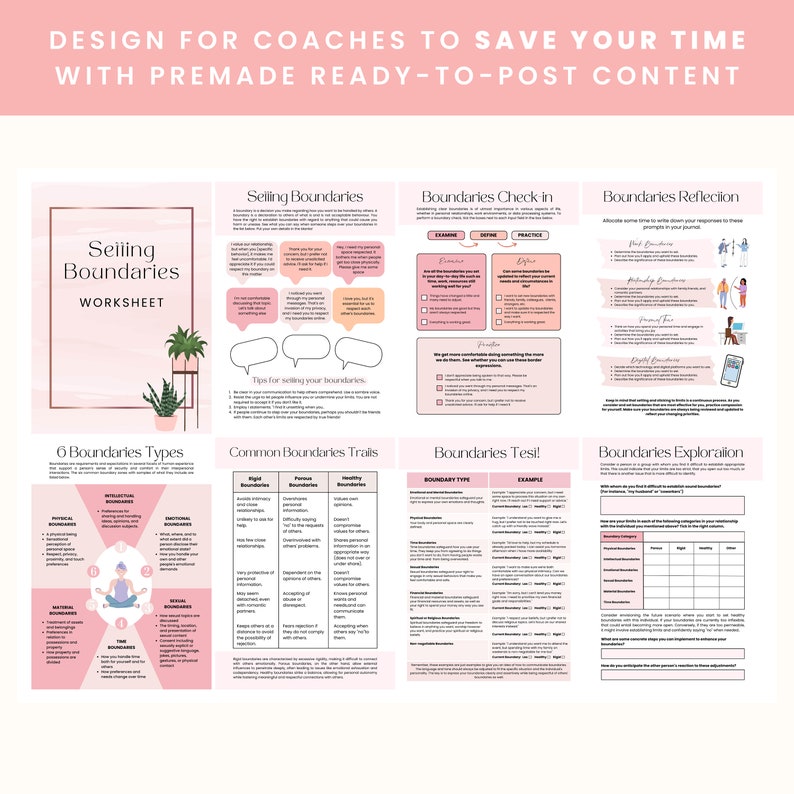 Boundaries Coaching Worksheet Done for You Workbook Brandable Mental ...