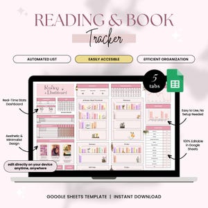 Book Tracker & Reading List, Digital Book Library, Reading Journal Planner, Book Lovers Gift, Book Collection Log | Google Sheets Template