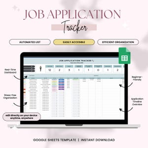 Job Application Tracker, Job Interview Planner, Job Search Tracker, Job Recruitment Offer, Career Development Tool | Google Sheets Template