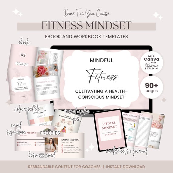 Fitness Mindset Ebook + Workbook | PLR Canva Template