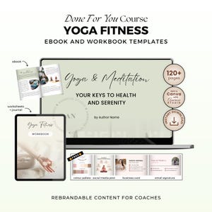 Done For You Yoga Ebook, Journal, Worksheet, Life Coaching Tools, Brandable Health Coaching Resources for Life Coach, Health and Wellness Course, Lead Magnet Template, PLR/MRR Ebook, Editable Canva Template, Course Creator Bundle