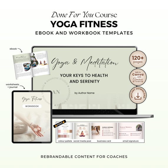 Yoga & Meditation Ebook + Workbook | Brandable Canva Template