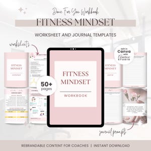 Hoja de trabajo de coaching de mentalidad fitness / Cuaderno de ejercicios listo para usar / Diario de salud mental personalizable / Herramienta de coaching de vida / Plantilla PLR/MRR / Canva