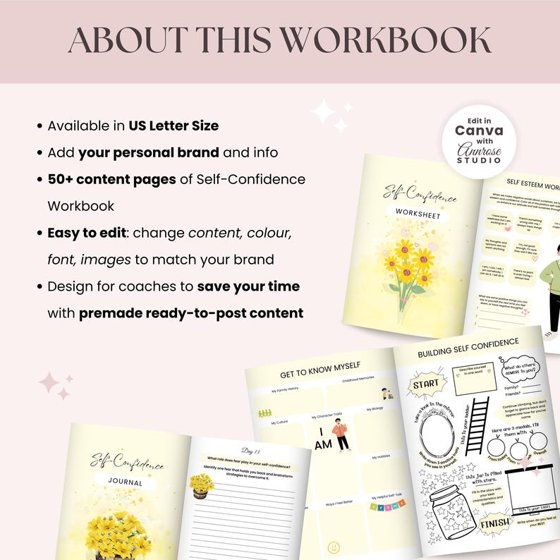 Self Confidence Coaching Worksheet | Done for You Workbook | Brandable ...