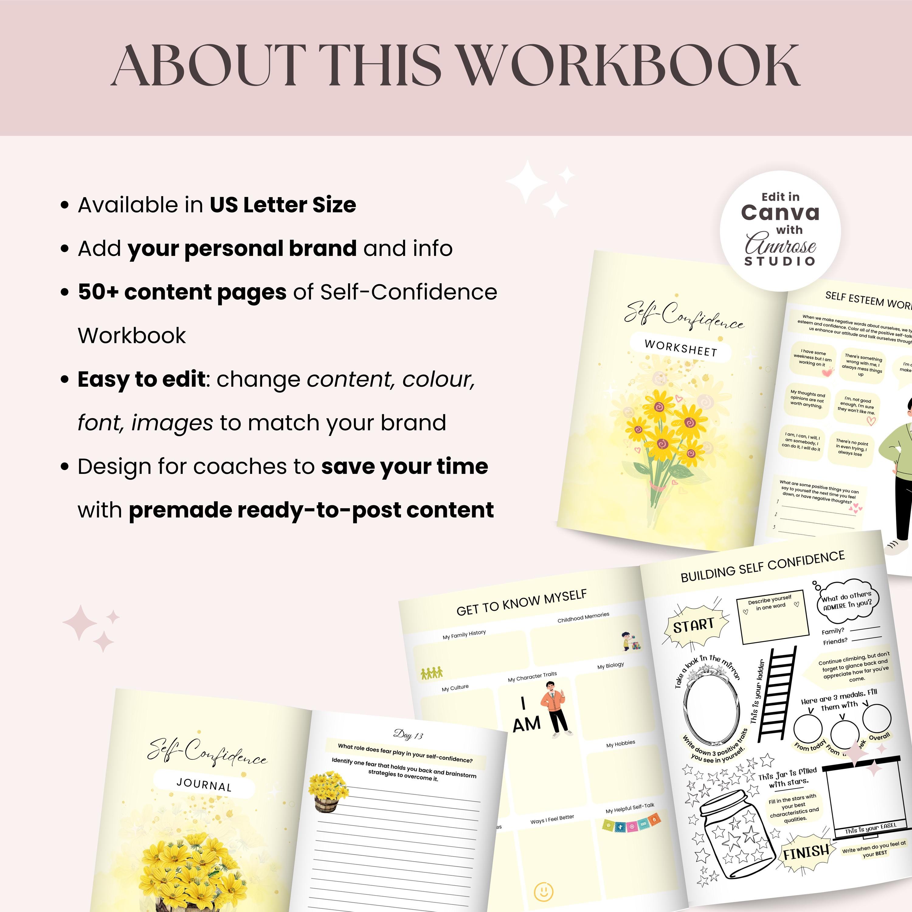 Self Confidence Coaching Worksheet | Done for You Workbook | Brandable ...