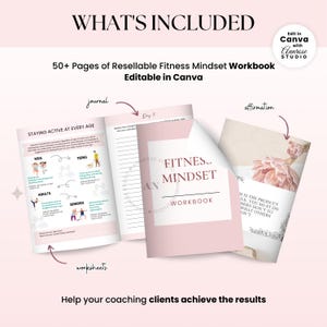 Done For You Fitness Mindset Ebook, Journal, Worksheet, Life Coaching Tools, Brandable Health Coaching Resources for Life Coach, Health and Wellness Course, Lead Magnet Template, PLR/MRR Ebook, Editable Canva Template, Course Creator Bundle