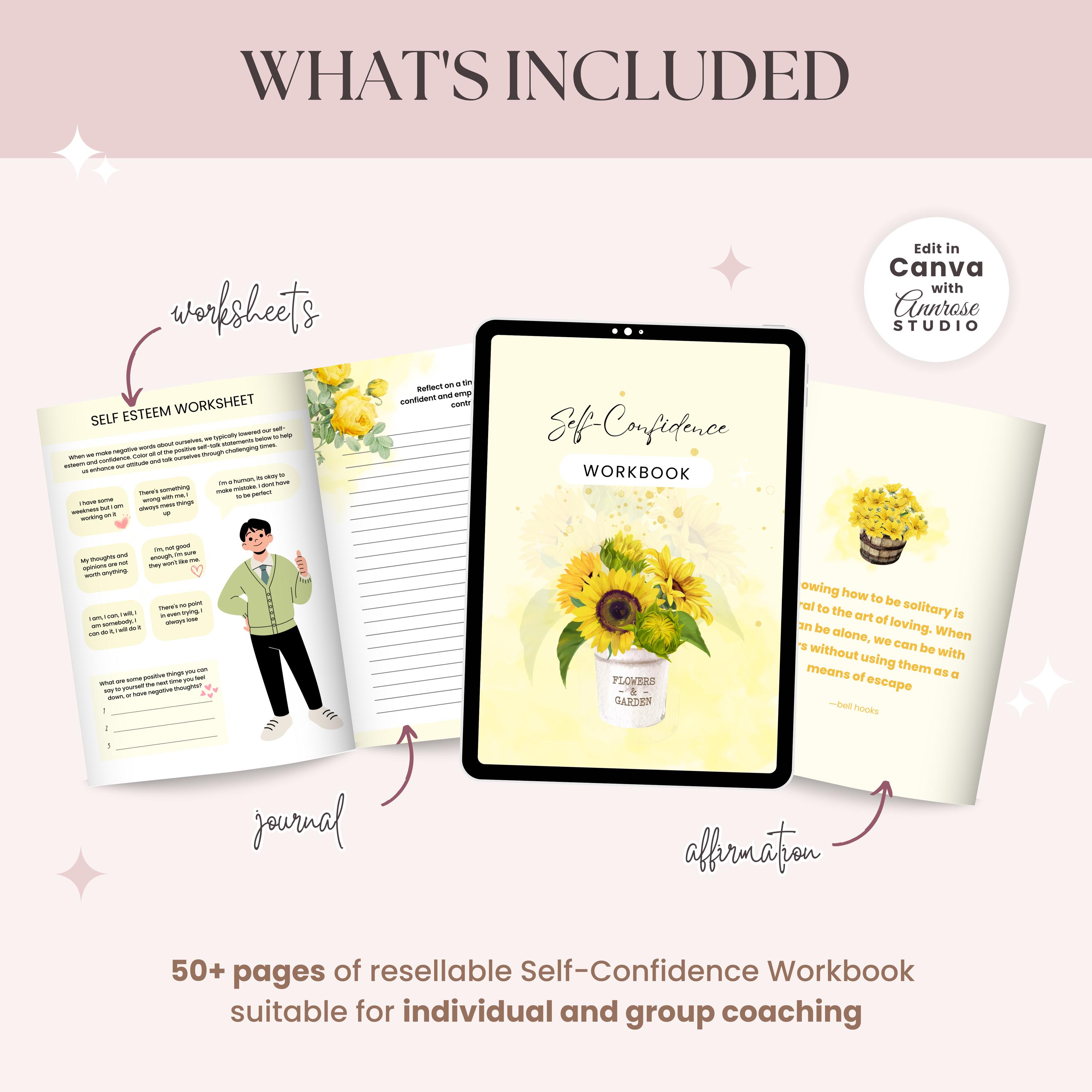 Self Confidence Coaching Worksheet | Done for You Workbook | Brandable ...
