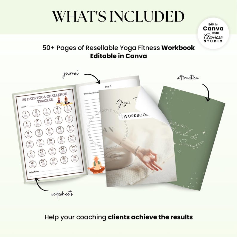 Done For You Yoga Ebook, Journal, Worksheet, Life Coaching Tools, Brandable Health Coaching Resources for Life Coach, Health and Wellness Course, Lead Magnet Template, PLR/MRR Ebook, Editable Canva Template, Course Creator Bundle