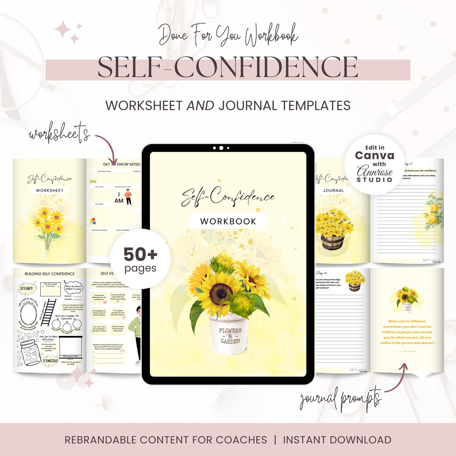 Self Confidence Coaching Worksheet | Done for You Workbook | Brandable ...