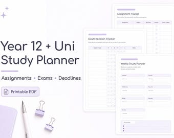 The Study Year System | Year 12 Uni Printable for Assignments Exams Deadlines and Habits
