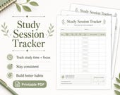 Study Session Tracker PDF | Printable Study Log for Students
