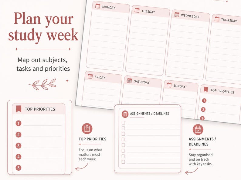 Weekly Study Printable | Student Schedule PDF | Year 12 Uni Weekly ...