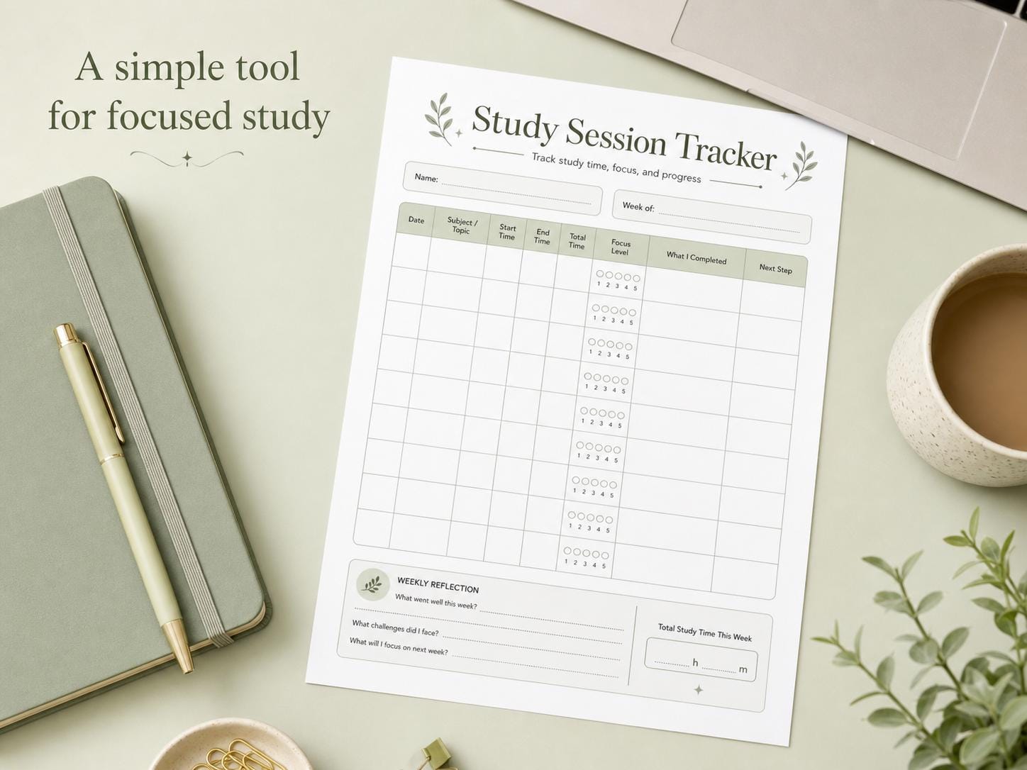 Study Session Tracker PDF | Printable Study Log for Students - Etsy