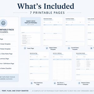Pu&ograve; includere: Un set digitale di sette modelli di studio stampabili. Il pacchetto include una pagina di copertina, note sull'argomento, note Cornell, appunti di lezione, riepilogo dell'argomento, termini chiave con definizioni e una lista di controllo in bianco.