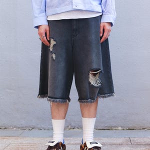 Midwest supply black denim washed distressed shorts