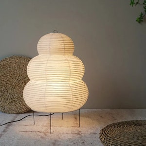 Japanese Simple Desktop Decorative White Rice Paper Floor Lamp Living Room Villa Studio Loft Bedside Table Art Tripod Desk Light