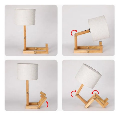 Robot Shape Wooden Table Lamp E27 Lamp Holder 110 240V Modern