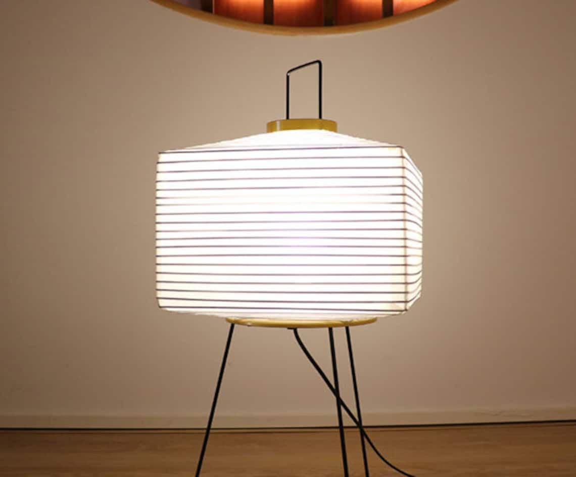 Japanese Design Akari Noguchi Yong Table Lamp Printed Rice Paper Lamp
