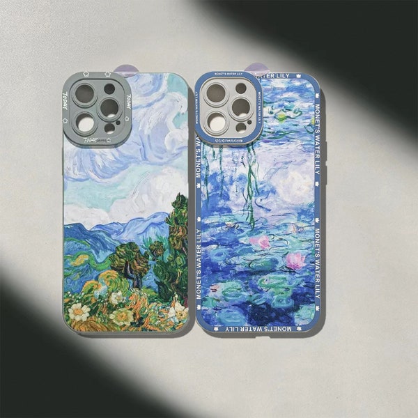 Cartoon phone case|Oil painting phone case|Monet phone case|Van Gogh phone case||iPhone 14 13 12 Case|iPhone 11 case|iphone XR X XS case