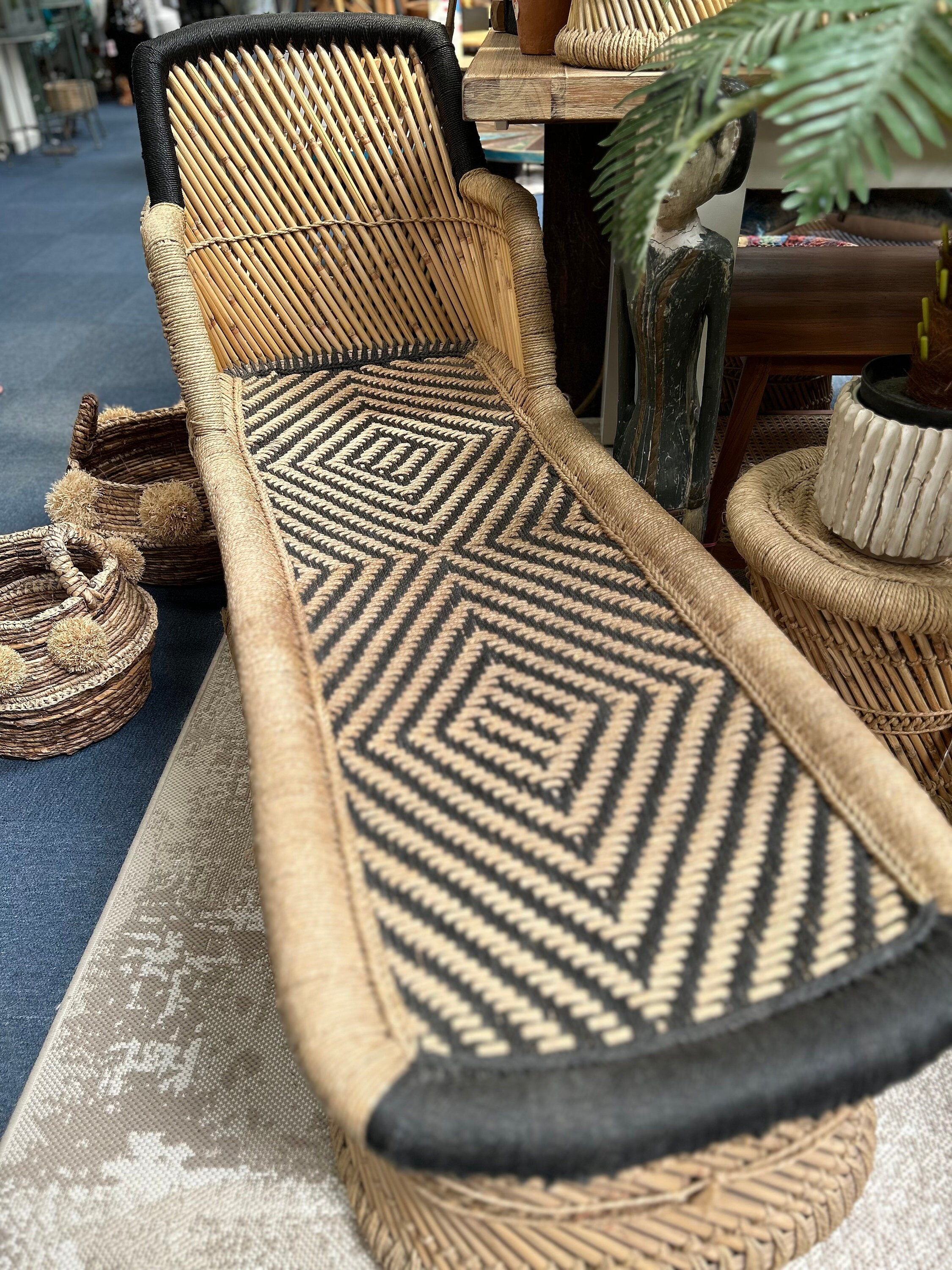 Rattan Effect Sun Lounger/boho Garden Wicker Lounger Patio Etsy UK