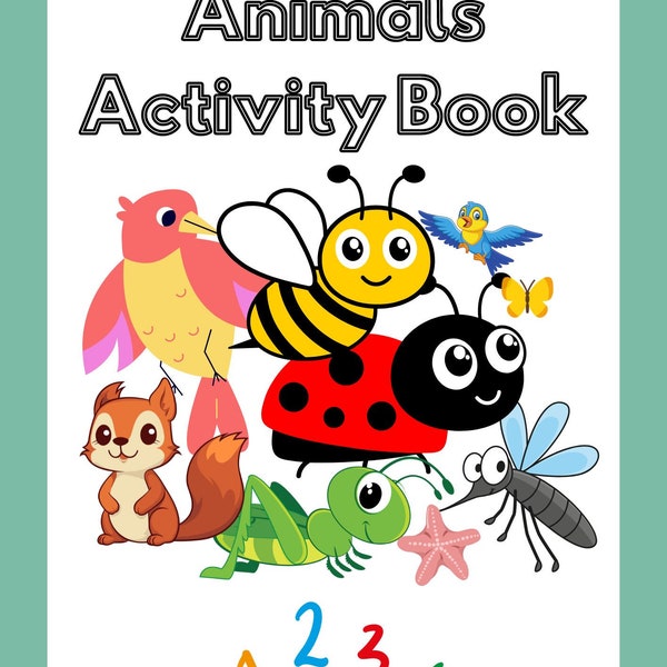 Tierisches Aktivitätsbuch für Kinder | Druckbare Spiele und Herausforderungen