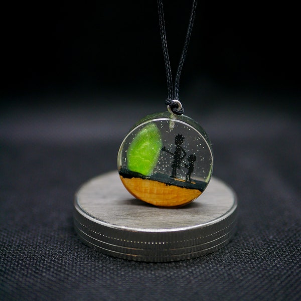 Rick and morty Teleprompter, Epoxy Pendant, handmade.