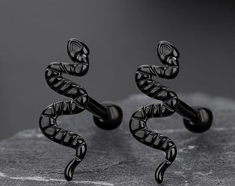 18G Titan Schlange Ohrstecker: Gothic Schlange Schraubverschluss