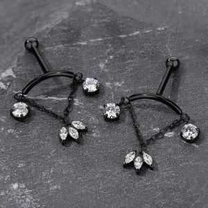 18G Hidden Helix Studs, Titanium Alloy Helix Chain Earring, Dangle Cartilage Earring Stud, Curved Bar Piercing, Dainty Earring, Gift For Her