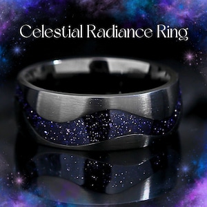Galaxy Orion Nebula Ring, 8mm Outer Space Ring, Nature Inspired Engagement Ring, Men Woman Wedding Band.