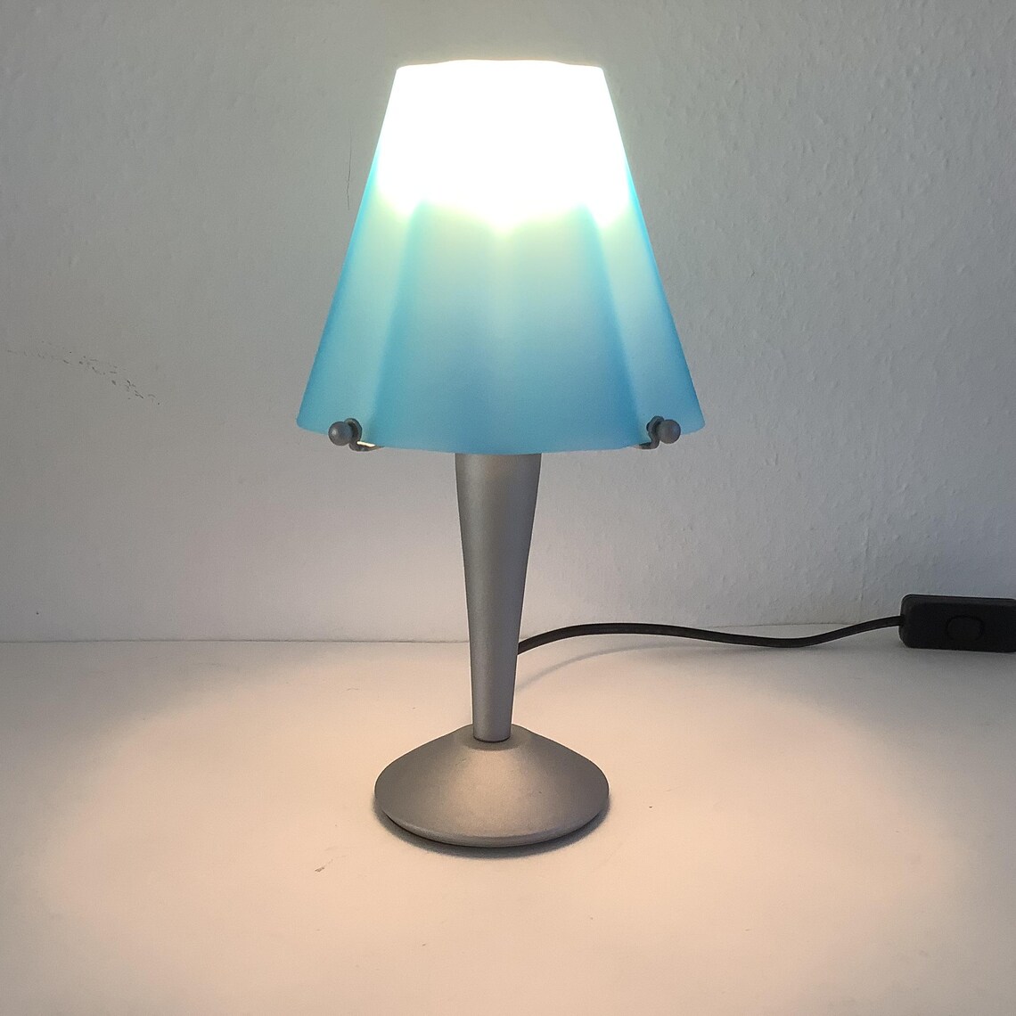 Tafellamp - Blauw/Grijs - Vintage Verlichting, foto 2 di 5