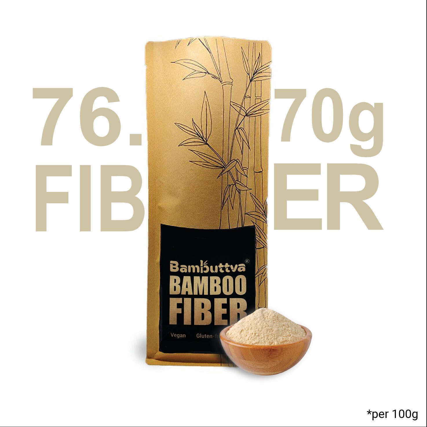 1kg Bamboo Fiber Flour, High Fiber, 100 Unbleached Bamboo Fiber