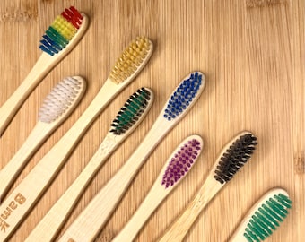 Bambuttva Bamboo Toothbrush | 8 Colors | Sustainable Dental Care | Soft Medium Hard Bristles | Biodegradable | Bee Wax Coated | Customizable