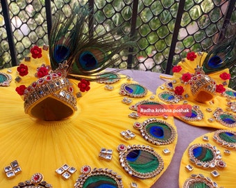 Morpankh yellow poshak for laddu gopal / krishna / thakurji / bal gopal