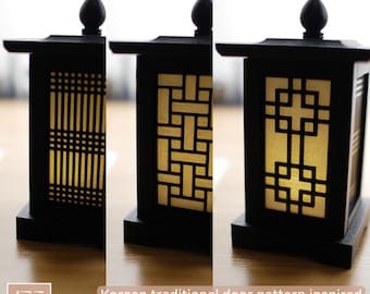 Mini Korean Traditional Lantern - 3D Printed Lattice Desk Lamp - Accent Ambient Light for Home Decor