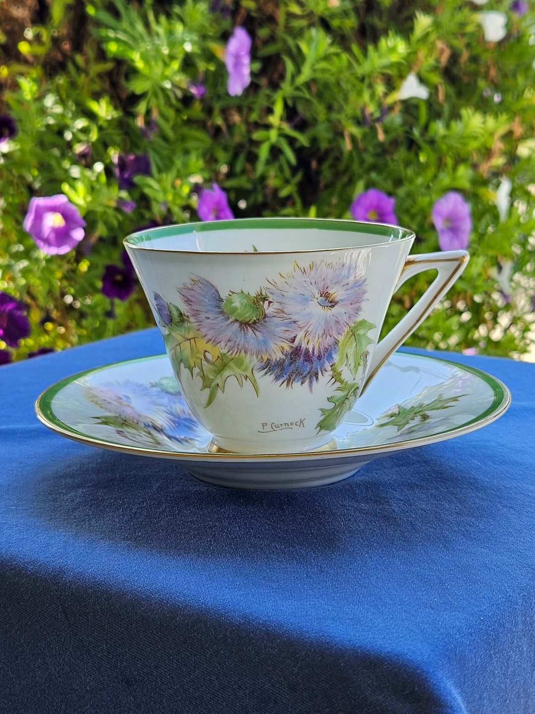 Royal Doulton Glamis Thistle Bone China From England With Gold Trim Teacup and Saucer Etsy