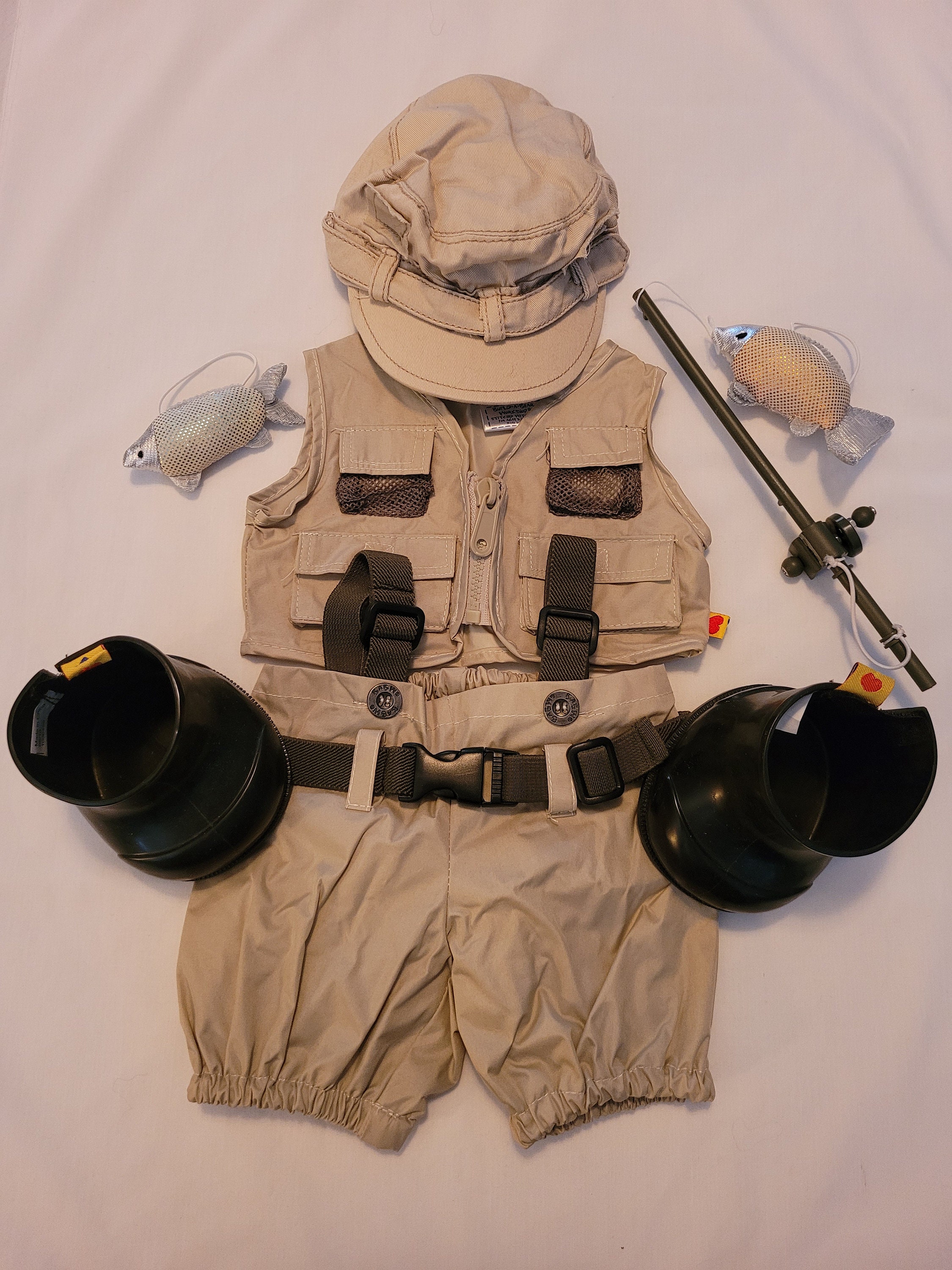 Build A Bear Fishing Outfit With Hat, Shoes, Fishing Pole With