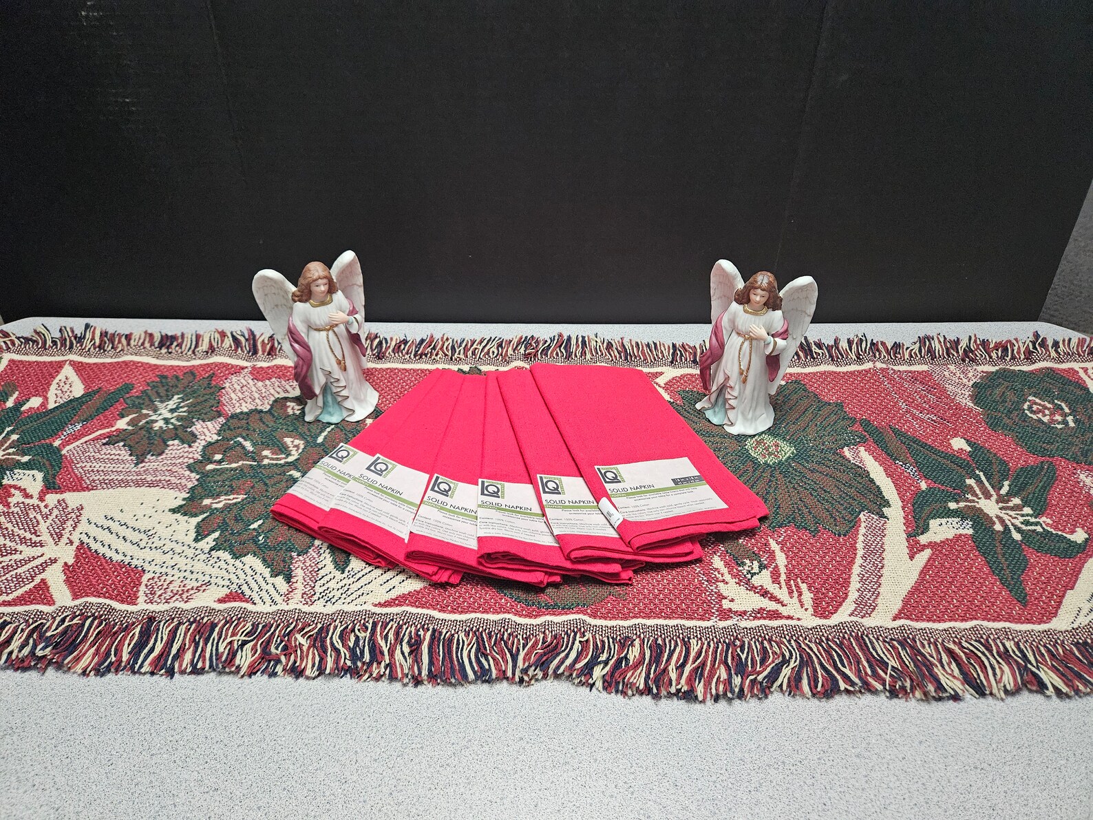 Christmas Accessories: Two-sided Table Runner, 2 Homco Angels and 6 NWT ...